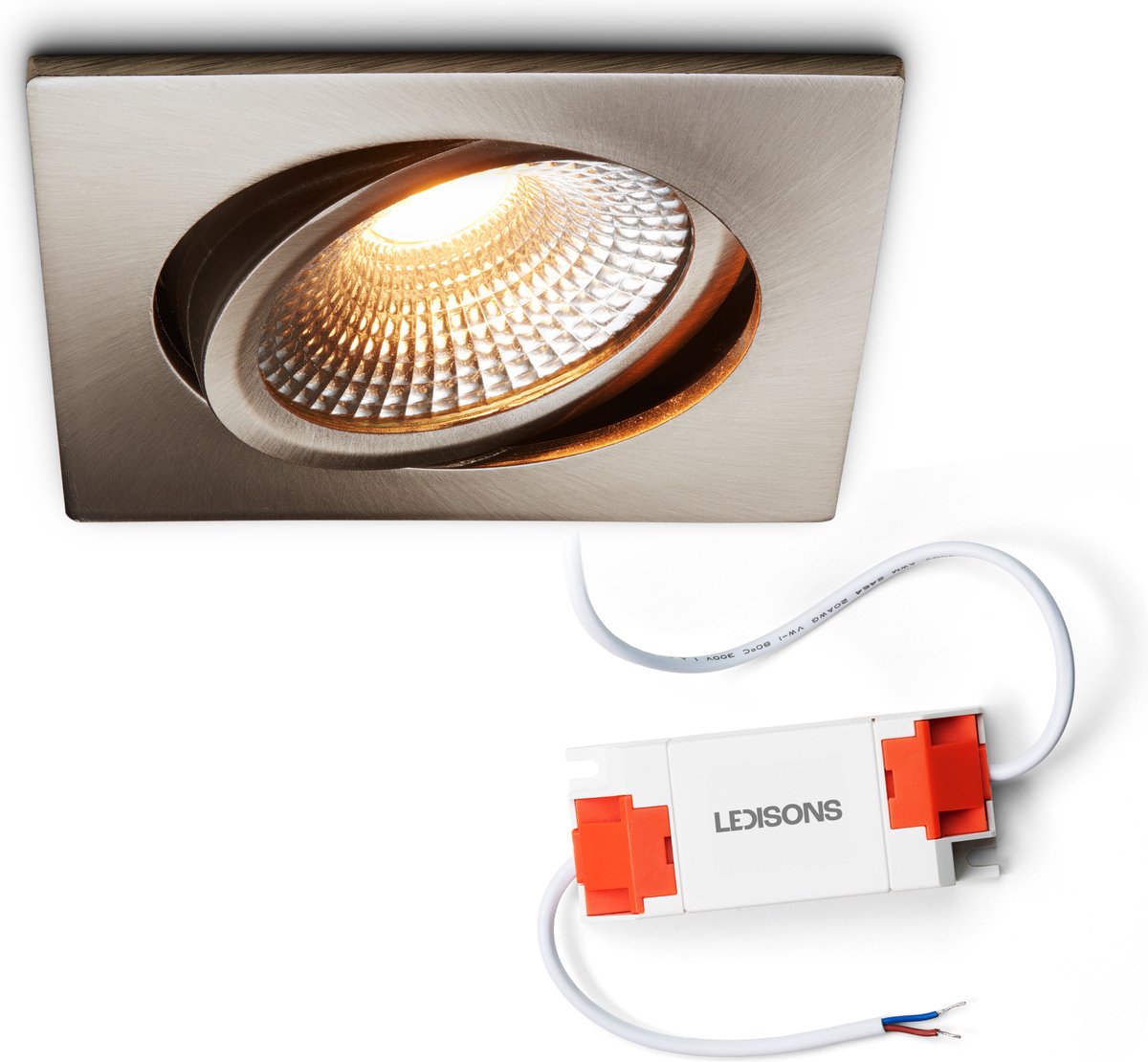 Ledisons LED inbouwspot Trento RVS dimbaar Ø75 mm 5 jaar garantie 2700K (extra warm-wit) 450 lumen 5 Watt IP54