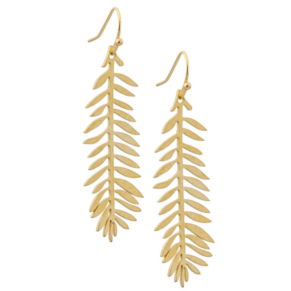 Marama Oorbellen Palmbladeren Goud Smal - RVS - nikkelvrij - gold plated - zomer - dames