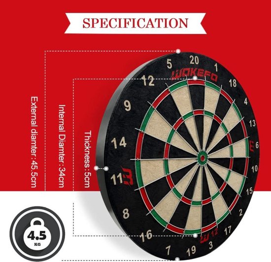 E-shop4u - dartbord - dartpijlen - dartborden - 18 inch - compleet - dartboard van E-shop4u — afbeelding 4