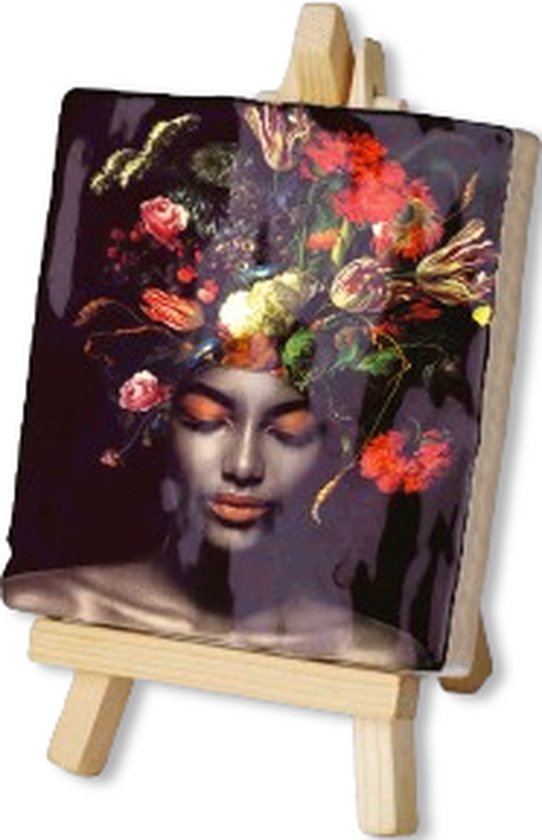 Kunsttegeltje - Golden Age Flowers - Met Houten Ezeltje