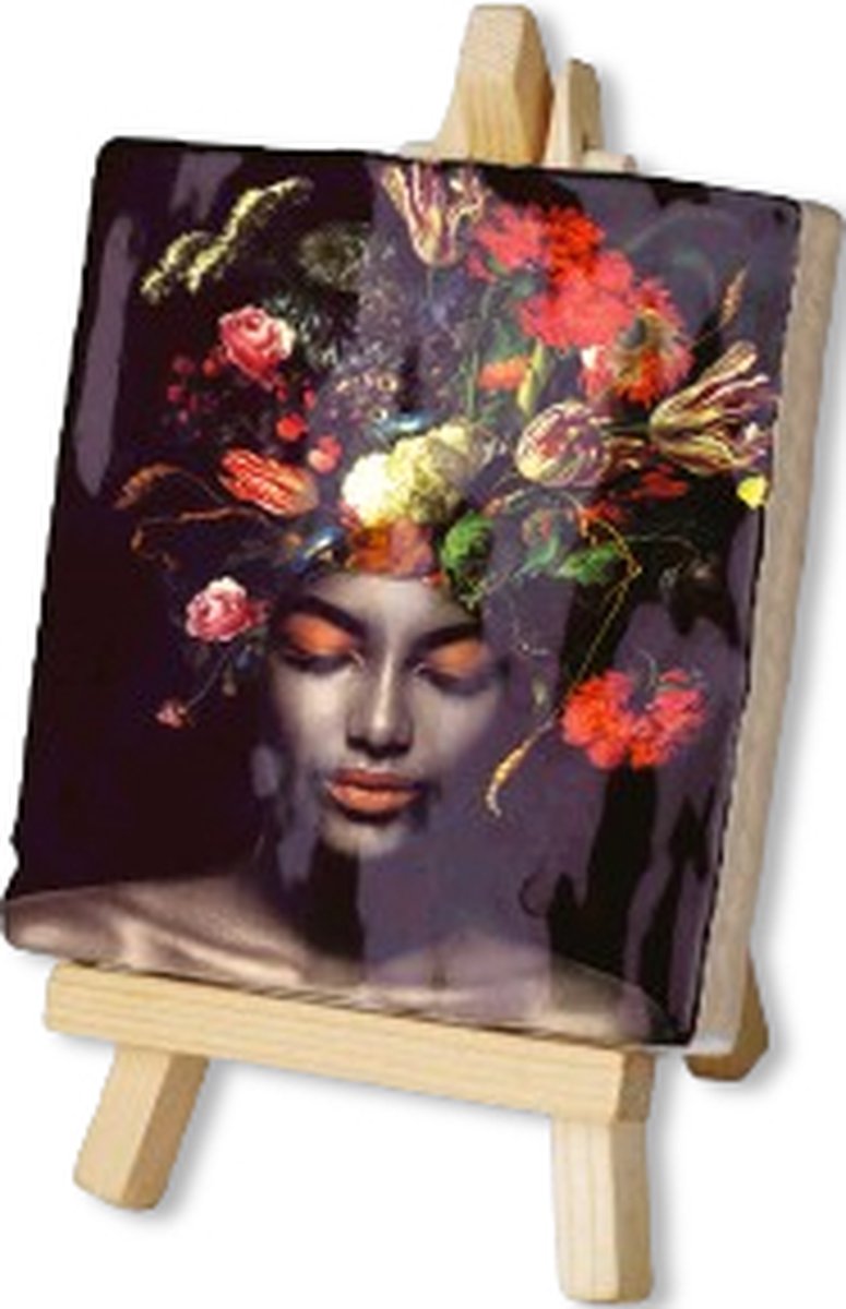 Kunsttegeltje - Golden Age Flowers - Met Houten Ezeltje