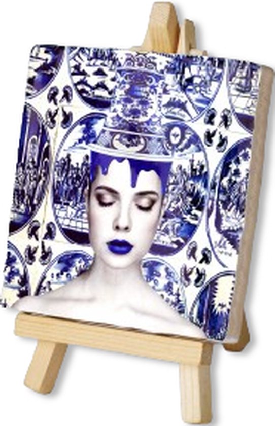 Kunsttegeltje - Blue on my mind - Met Houten Ezeltje