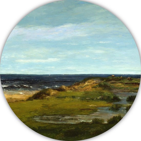 Zeegezicht - Gustave Courbet schilderij - Zeegezicht wandschalen - Wandcirkel Landschap - Muurdecoratie landelijk - Forex - Wanddecoratie muurcirkel forex 50x50 cm