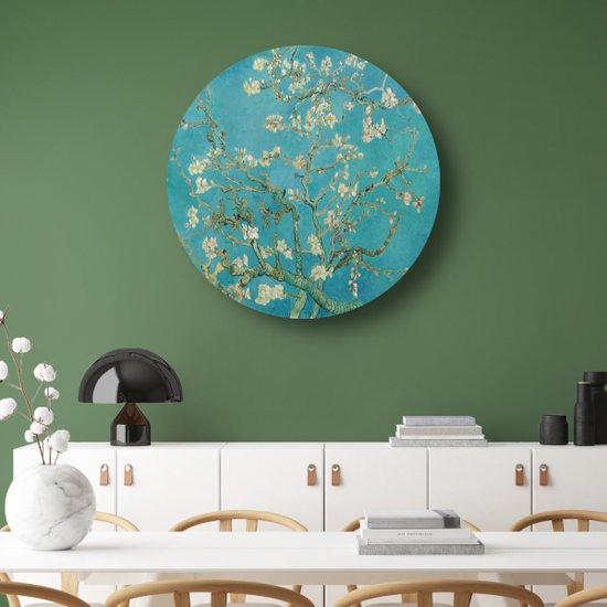 Fleur d'amandier - Tableau Vincent van Gogh - Panneau mural Fleur - Tableau nature - Tableau rural - Cercle mural - Décoration murale chambre cercle mural forex 80x80 cm