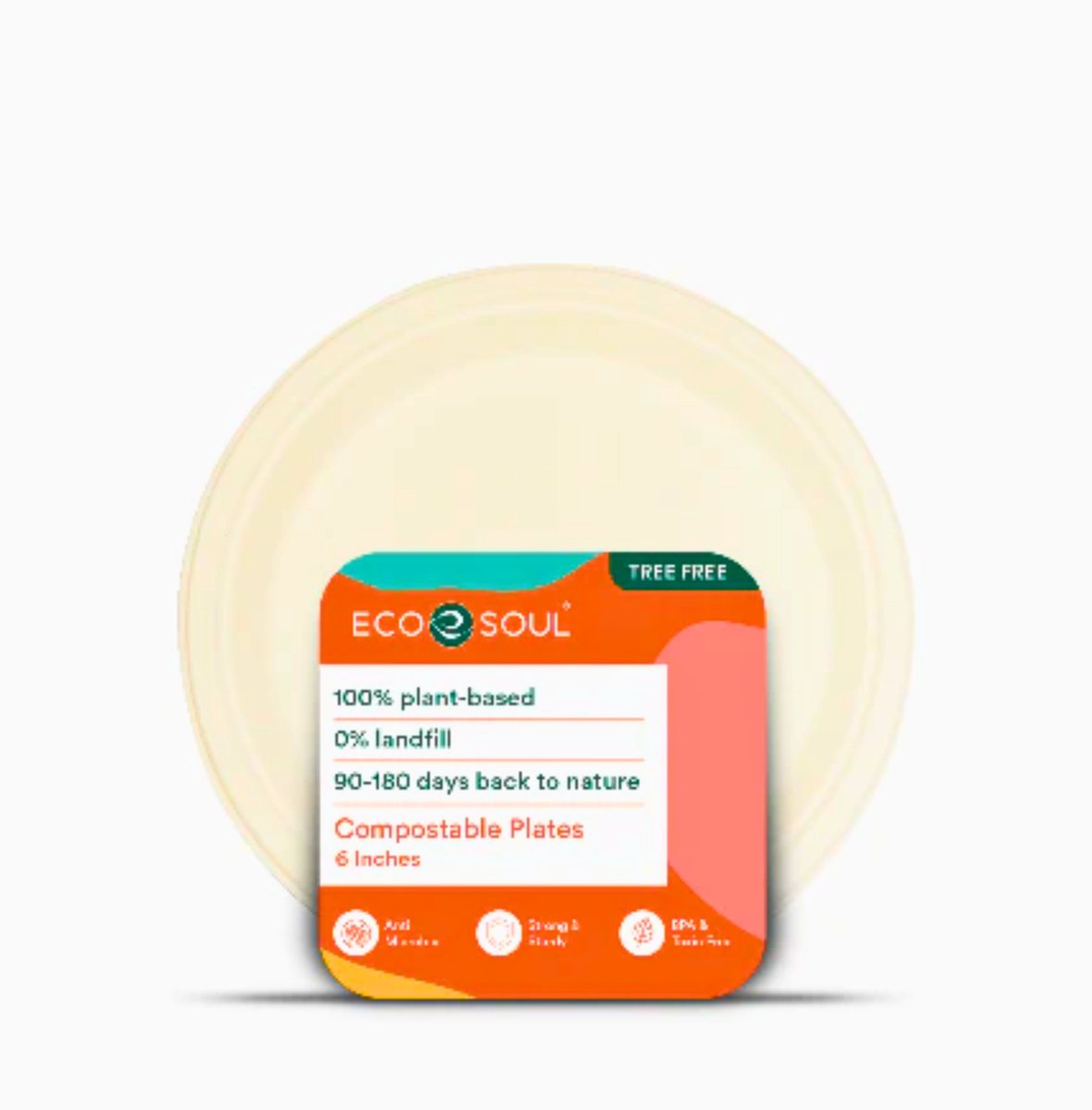 Compostable Bagasse Plates: Round 6 inch 25 count
