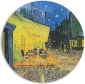 Terrasse de café la nuit - Cercle mural Vincent van Gogh - Cercle mural de café - Cercle mural Place - Décoration murale moderne - Tableau rond - Oeuvre cercle mural forex 50x50 cm