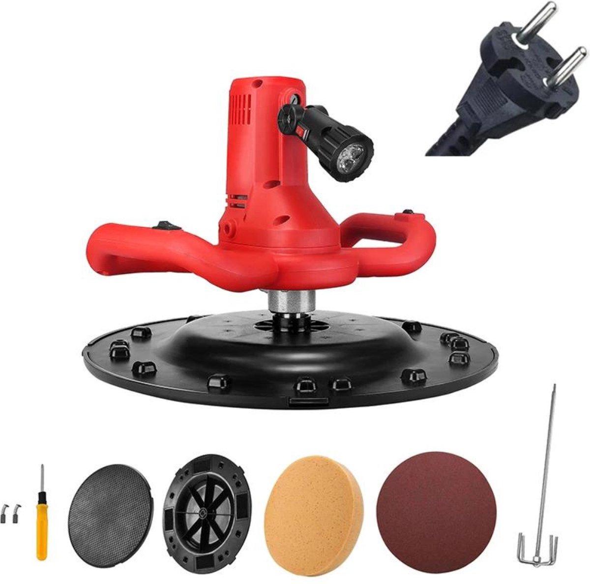 polijstmachine - Polijstmachines - Rood - Elektrisch Beton Cement Mortel Troffel Muur Gladmakende Polijstmachine - 1700W 80-600Rpm Gips Gladmakend - Gereedschap Met Mengstaaf