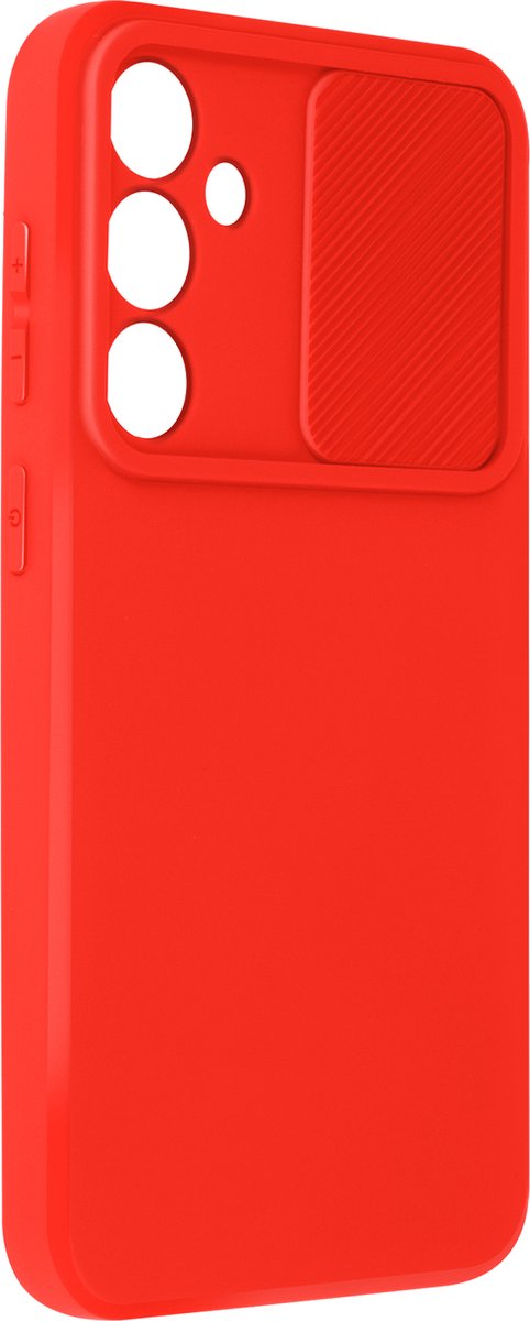 Avizar Hoes Geschikt voor Samsung Galaxy S23 FE Schuifbare cameraklep, Rood