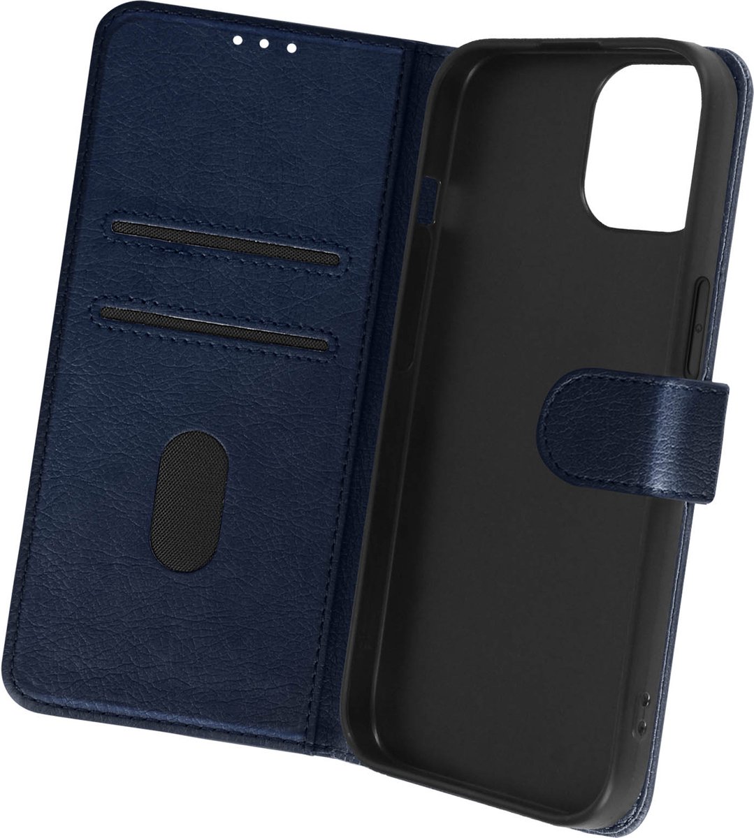 Avizar Foliohoes Geschikt voor iPhone 15 Portfolio en video-ondersteuning, Nachtblauw