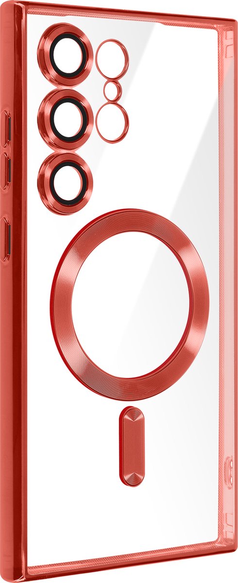 Avizar Magsafe-hoes Geschikt voor Samsung Galaxy S24 Ultra Chroom, Rood