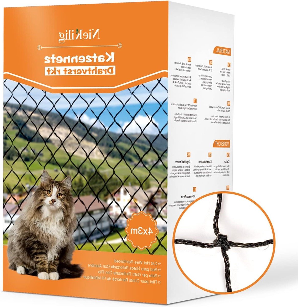 Draadversterkt Kattennet 4x3m Balkonnet voor Katten Raamhor Balkons Terrassen Ramen Dakramen Deuren Hekken