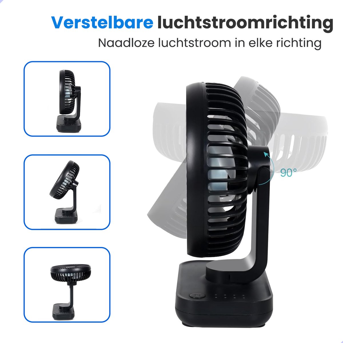 LECTRIK Draadloze Tafelventilator 5000mAh USB-C thumbnail 5