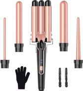 Bol.com Wafeltang - Golvenkrultang - Krultang - Inclusief Handschoenen en Haarspelden - 22 MM - Wave krultang aanbieding