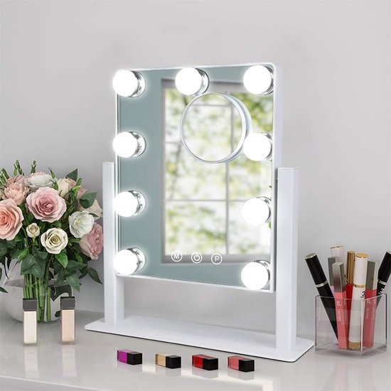 Hollywood-make-upspiegel Met Verlichting Met Drie Lichtkl En Instelbare Helderheid Hollywood-make-upspiegel Met Verlichting Met Drie Lichtkl En Instelbare Helderheid