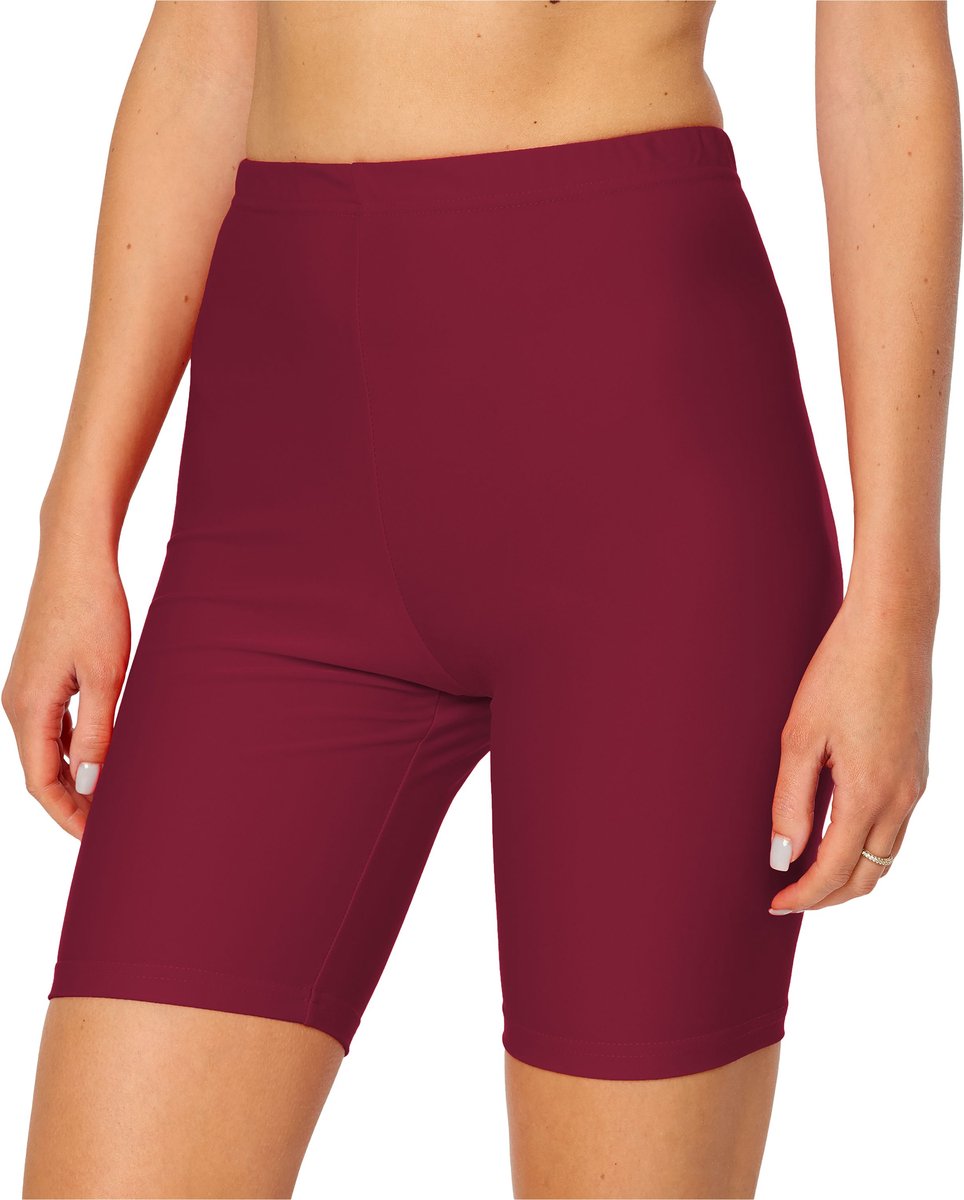 Merry Style MS-MS10-333-SWLE Dames lange Zwembroek - Zwemshorts - Bikinibroekje - Elastische tailleband - Polyamide & Elastaan - Wijnrood - 38