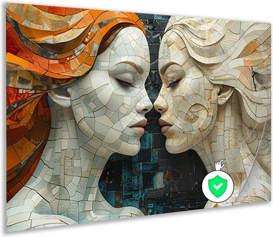 Affiche visages - Affiche d'art - Affiche mosaïque - Décoration murale moderne - Affiche chambre - Affiche décoration chambre 120x80 cm