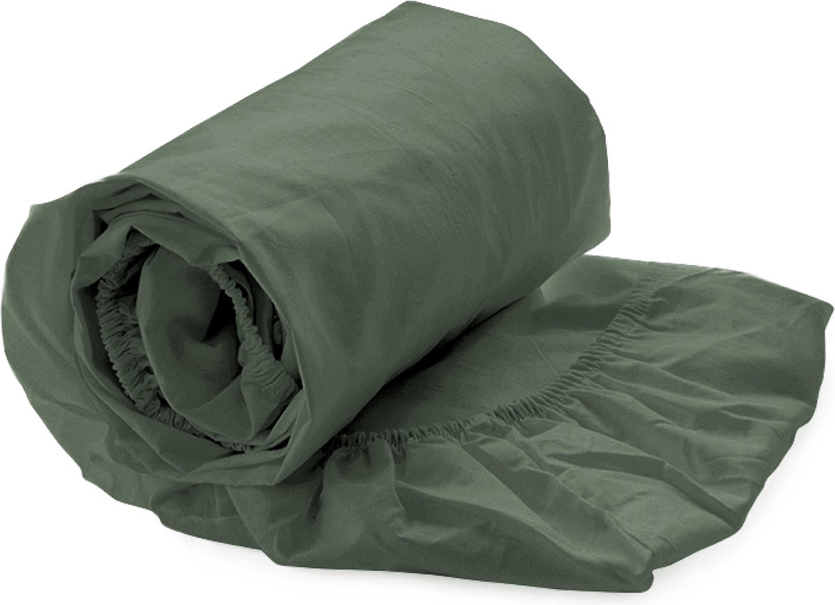 Heckettlane Hoeslaken Elementi - Onderlaken voor tweepersoonsbed - 140x200 - 100% Katoen-Satijn - Groen