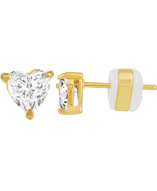 Malinsi® Oorbellen Dames Hart Oorknopjes - Gold Plated RVS 5mm - Sieraden Oorringen Vrouw - Oorstekers meisje