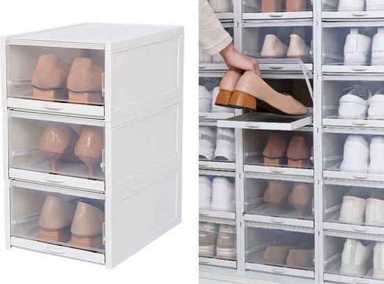 Foto: 3x fedec stapelbare schoenenorganiser schoenenbox schoenendoos schoenenboxen schoenendozen schoenenopbergers transparant