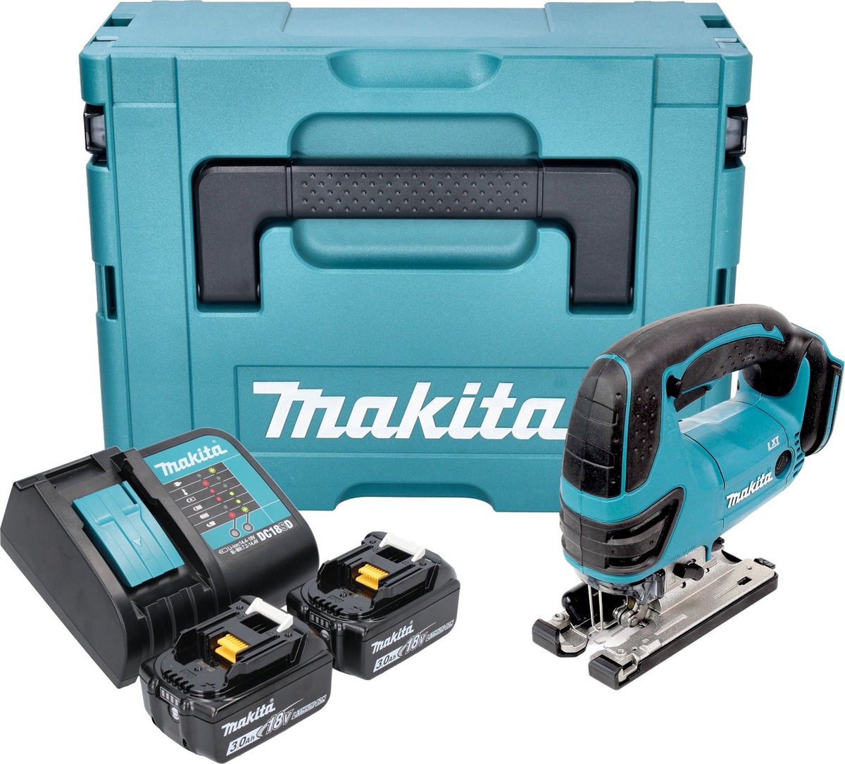 Makita DJV 180 SFXJ accu-decoupeerzaag 18 V 135 mm + 2x accu 3,0 Ah + oplader + Makpac