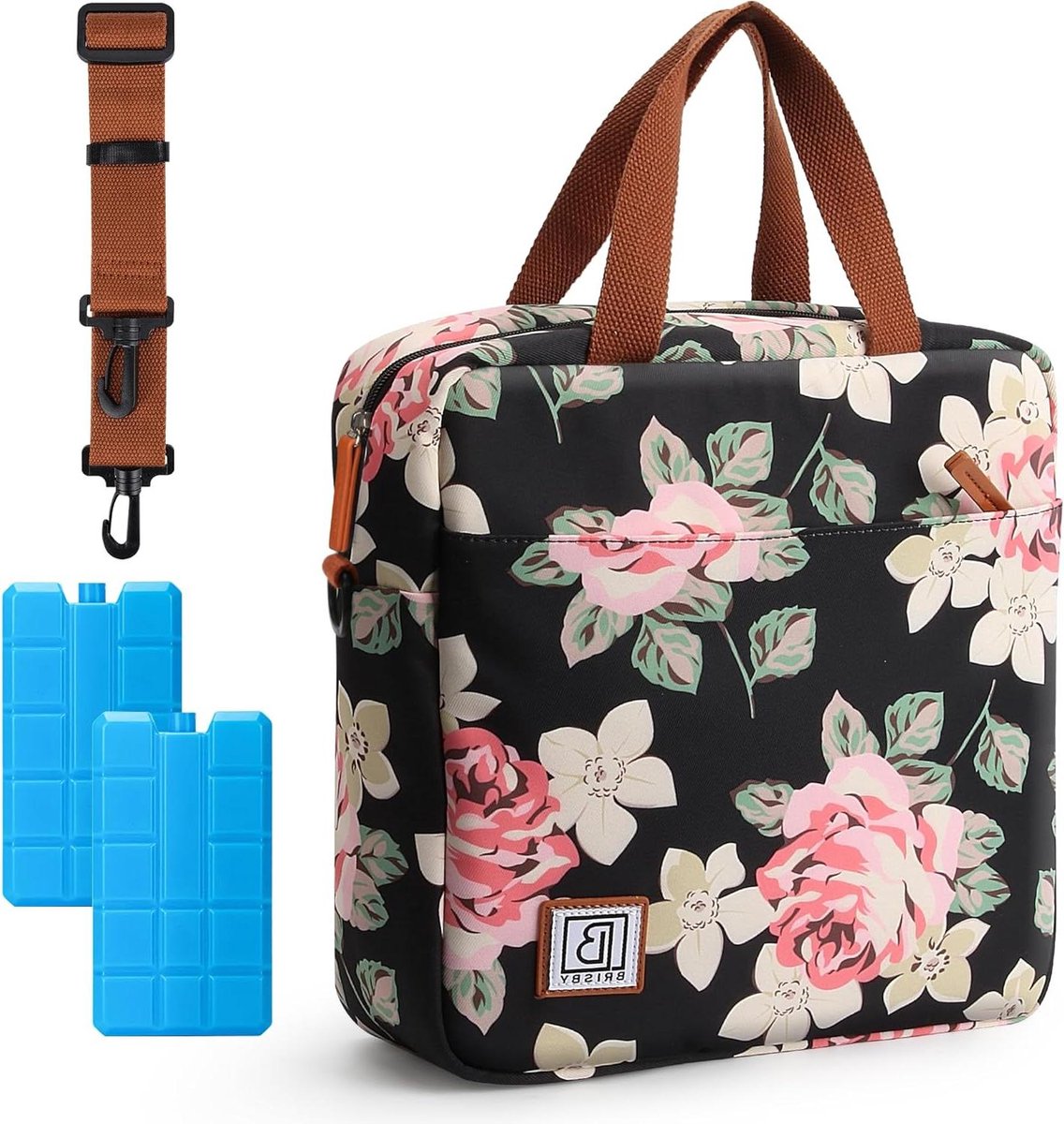 Lunchtas - Brisby Koeltas 7L Met Koelelementen Vier Lagen - Veelzijdige Lunchtas Bloemen Kleur Koelbox