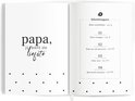 Open boek met tekst "papa, jij bent de liefste" en inhoudsopgave