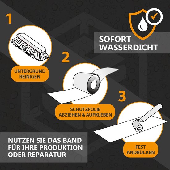 EPDM Butyltape met versterkt weefsel - 10 cm x 5 m - waterdichte tape - hoogwaardige afdichtingstape - verouderings- corrosie- en UV-bestendig