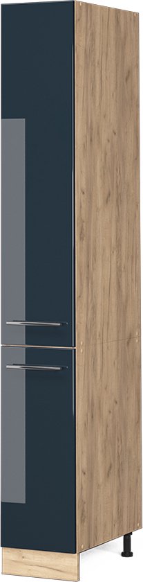 Vicco Armoire à pharmacie Fame- Line, Bleu foncé brillant / Chêne doré puissant, 30 cm