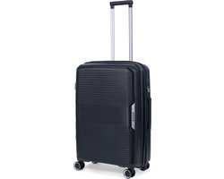 TravelZ Swinger middenmaat koffer 67cm met Expander- Sterke Lichtgewicht Trolley 75 ltr met TSA-slot - Zwart