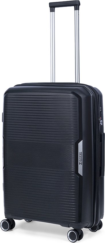 TravelZ Swinger middenmaat koffer 67cm met Expander- Sterke Lichtgewicht Trolley 75 ltr met TSA-slot - Zwart