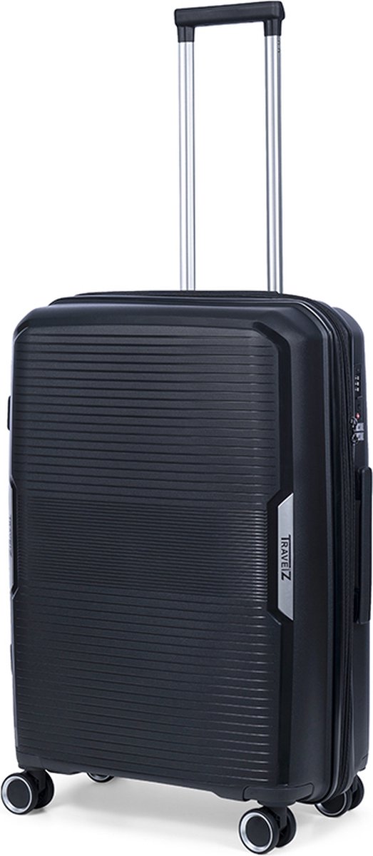 TravelZ Swinger middenmaat koffer 67cm met Expander- Sterke Lichtgewicht Trolley 75 ltr met TSA-slot - Zwart