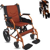 Mobiclinic Pirámide - Rolstoel - Aluminium - Doorgangsrolstoel - Lichtgewicht frame - Opklapbaar - Rem op hendels - Voetsteunen - armleuningen - Oranje - Zitting: 46 cm
