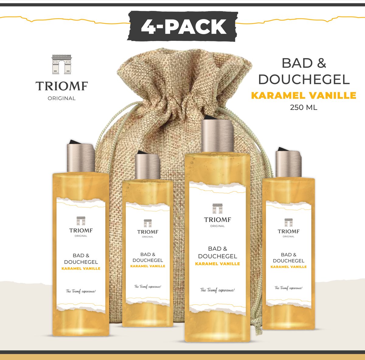 Goedkoopste Deluxe Bad & Douchegel - Vanille Karamel - 250 ML - 4-Pack