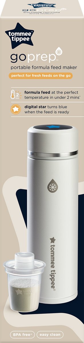 Tommee Tippee GoPrep Formula voedingsbereider, bereidt de perfecte flesvoeding in 2 minuten, draagbaar, koele fles met LED digitale temperatuurweergave van Tommee Tippee — afbeelding 5