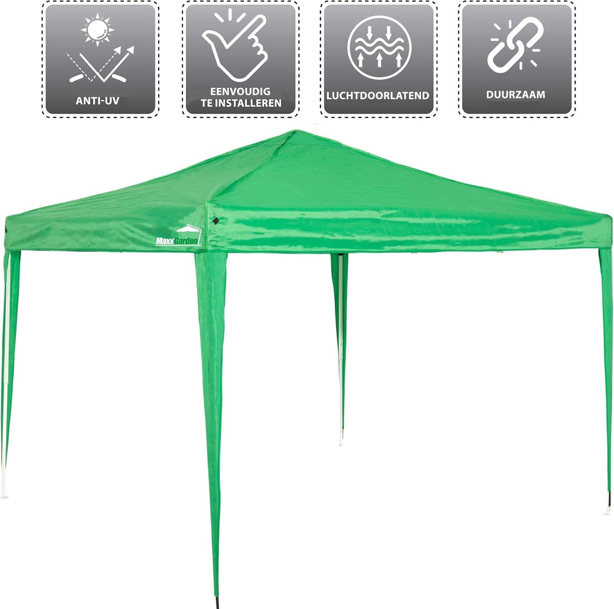 Tuinpaviljoen, tuintent, partytent, 3 x 3 m, 9 m², waterdicht, incl. tas, uv-bescherming 50+, opvouwbaar, groen