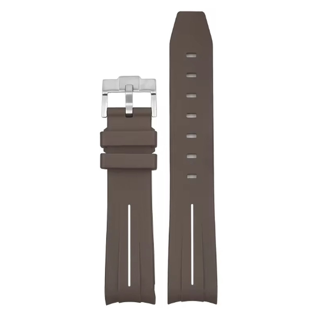 Bandje voor Omega x Swatch MoonSwatch Mission on Earth - Rolex Horloge - SEIKO Horloge - 20mm - Zacht Rubber - Bruin met Witte streep