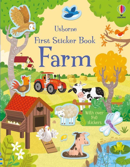 Usborne First Sticker Book Farm met tractor, boerderij, dieren en meer dan 140 stickers.