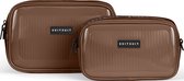 SUITSUIT Toilettas Dames - Toilettassen set - Toilettas etui - Make up organizer set - Make up tasje - Expression Beauty Set Nutshell - Bruin