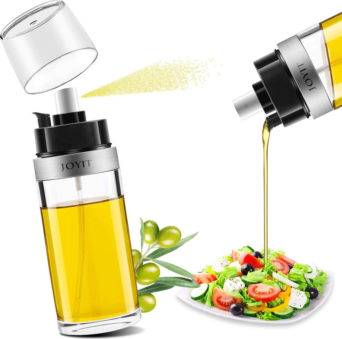 Olie spray fles Oliesproeier 2 in 1 Olijfolie Spuitfles met Oliespuit en Oliegietfunctie Olieverstuiver voor de keuken Friteuse Salade Bakken Grillen Braden Koolzaadolie Olie Dispenser