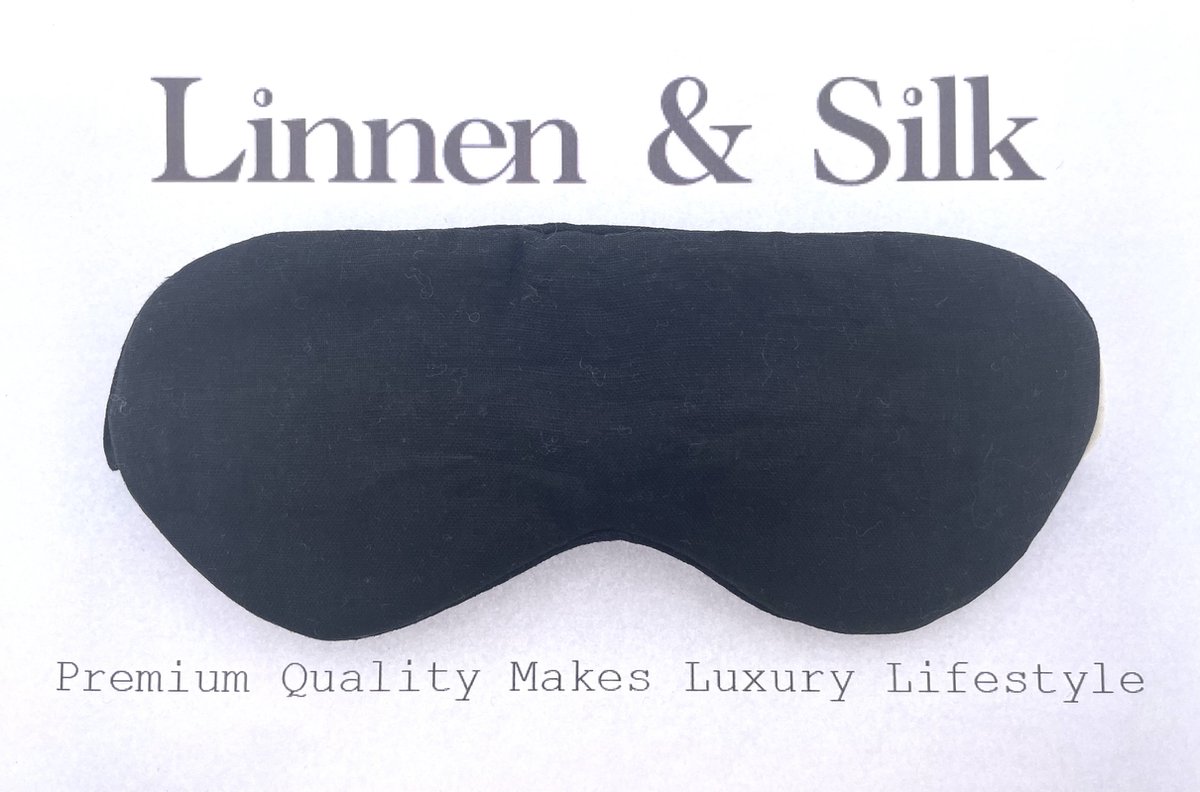 Linnen & Silk 100% Hoogwaardig Vegan Linnen Slaapoogmasker - Phantom Black - Zwart