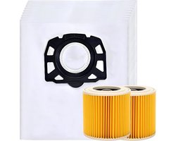 10x Stofzuigerzakken & 2 filter geschikt voor Karcher WD2 Plus, WD3 (Battery), KWD1, KWD2, KWD3, WD3.200 - WD3.800 M - stofzuigzak stofzakken