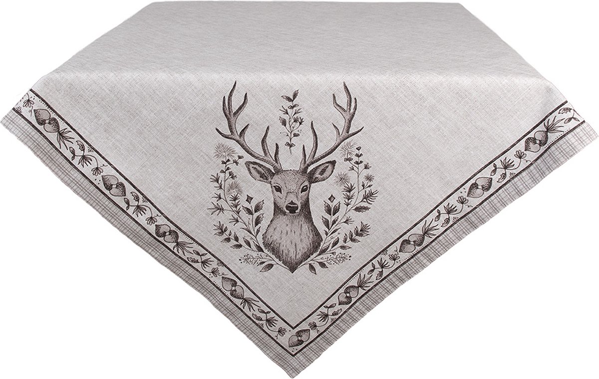 Clayre & Eef Tafelkleed 100x100 cm Beige Katoen Hert