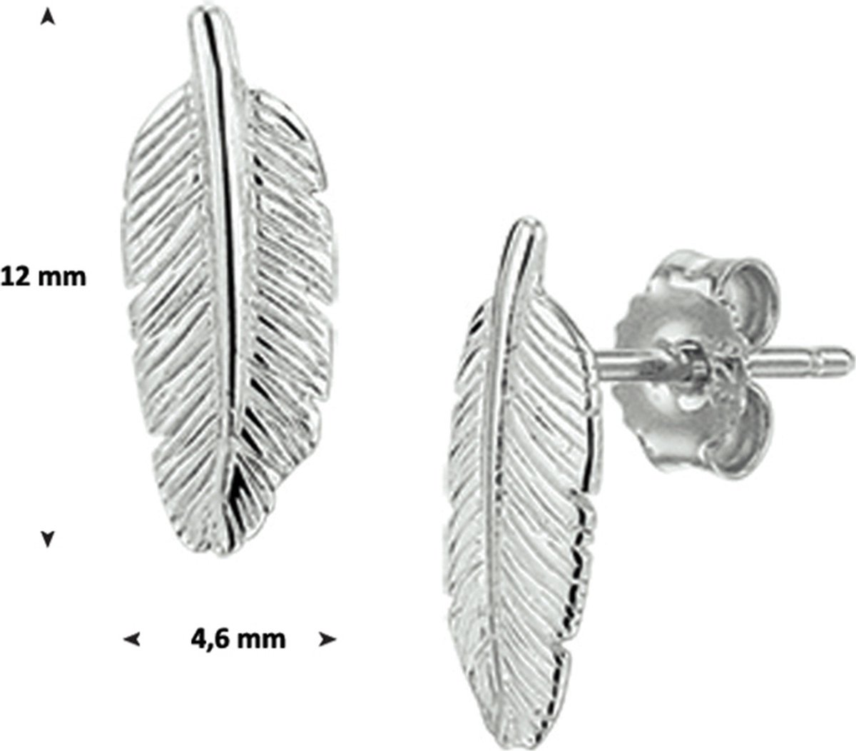 Glams oorknoppen veer - Zilver