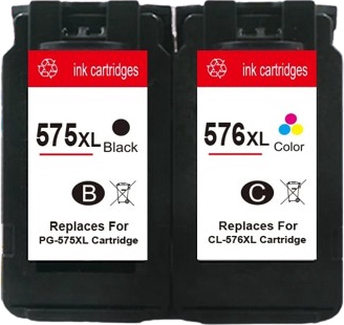 Inktcartridges Geschikt voor Canon PG-575XL / CL-576XL | Zwart en Kleur Geschikt voor Canon Pixma TR4750i TR4751i TS3550i TS3551i