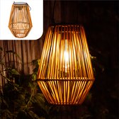 Bol.com Gadgy Solar Tuinverlichting Rattan Bruin - Tuinverlichting op Zonne Energie - Solar Tafellamp met USB-aansluiting - Buit... aanbieding