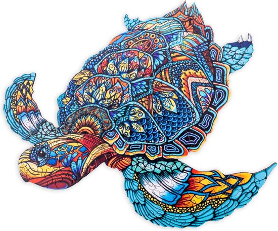 Puzzel Schildpad – Houten Puzzel voor Kinderen & Volwassenen – 208 Unieke Puzzelstukjes – Inclusief Opbergetui & Versierde Doos – A3 Formaat – Longfield Games