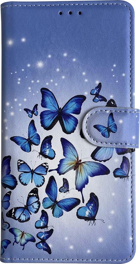 Coque adaptée au Samsung Galaxy A05s Bookcase avec imprimé papillon Blauw