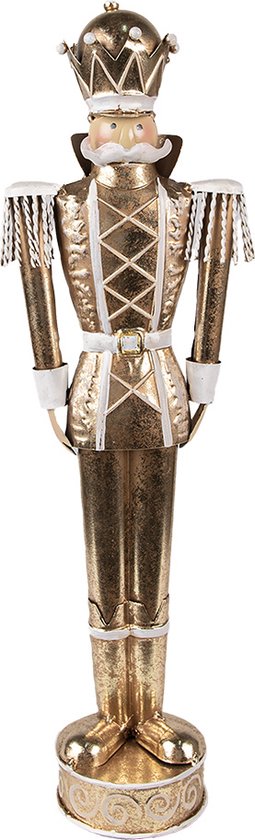Clayre & Eef Kerstdecoratie Beeld Notenkraker 43 cm Goudkleurig Metaal