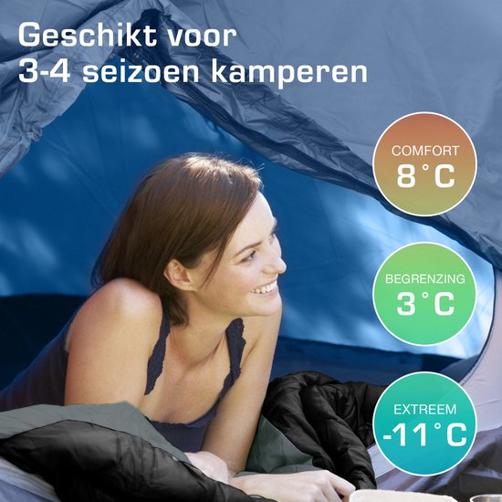 Active Era Premium Slaapzak – 250 GSM Vulling en Waterdicht – Met Binnenzak en Capuchon – 4 Seizoenen, voor Kamperen, Camping, Backpacken, Hiken, Festivals, Logeren, Buitenhuis – Volwassenen & Kinderen – 210x75cm Zwart — afbeelding 4