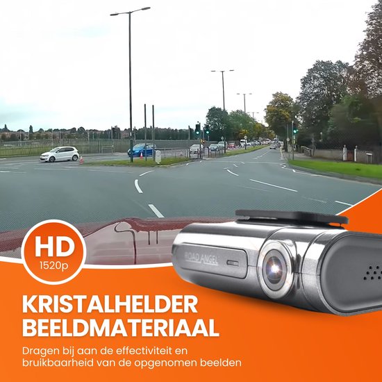 Road Angel Halo Pro64 Dashcam voor Auto - Voor en Achtercamera - Wifi – 1520p Full HD Autocamera Voor - 1080p Camera Achter - Inclusief 64GB SD kaart - Looprecording - Nachtzicht - beeldstabilisatie